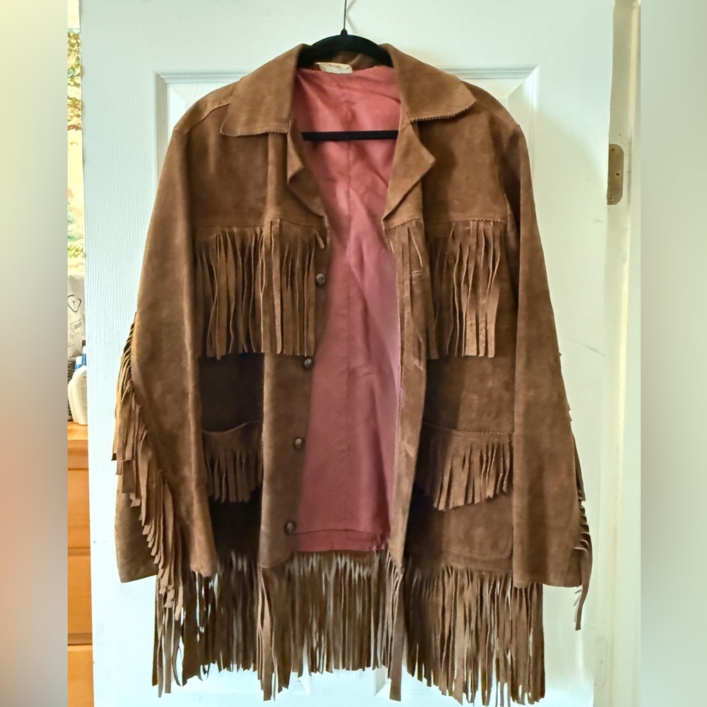AVELAR Vintage Men’s Leather Jacket with Fringe, Made in Mexico approx size LG